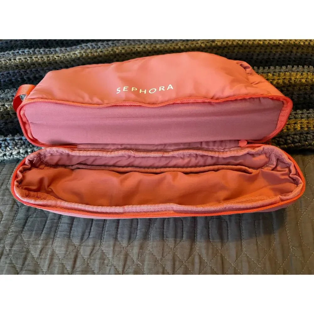 Sephora Womens Pink Zippered Travel Organizer Cosmetic Makeup Bag